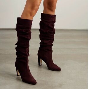 MANOLO BLAHNIK Calassohi 90 suede knee boots Burgundy
